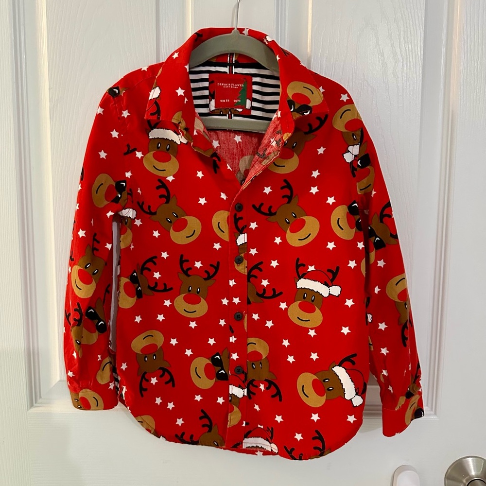 Red Reindeer Print Shirt